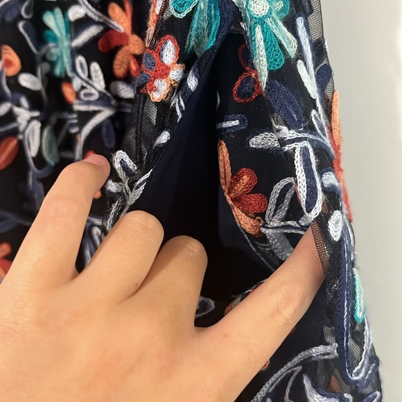 Zac Posen Blue Floral Embroidered Mesh Collar Dress - Picture 9 of 14